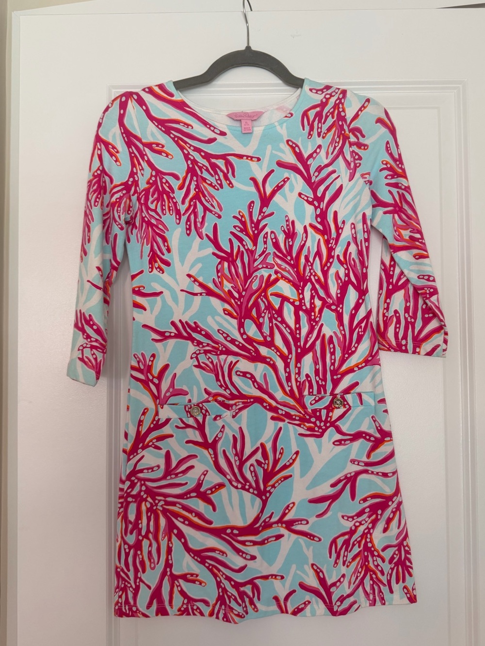 Lily Pulitzer Aqua & Hot Pink Coral-Print Shift Dress